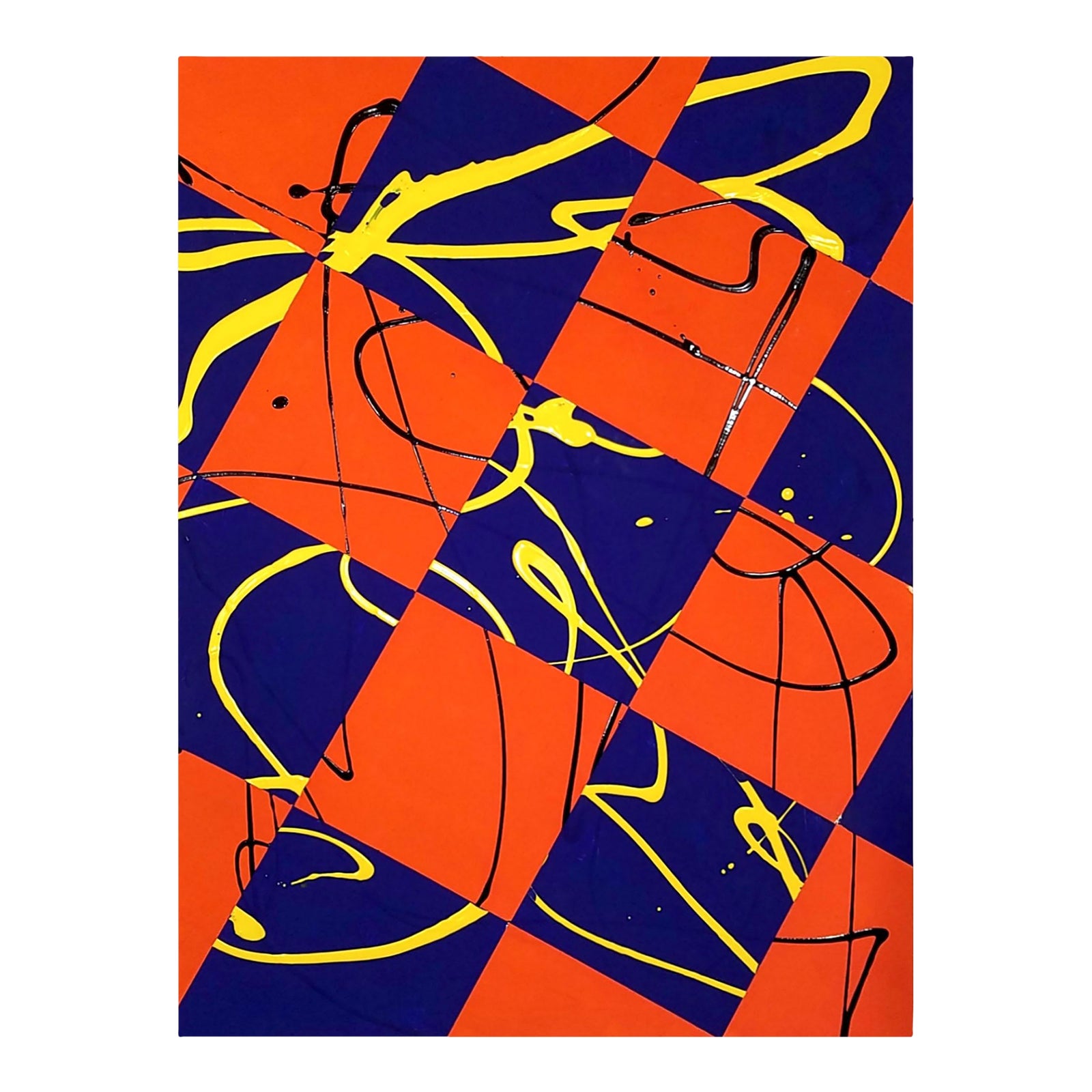 Contemporary Abstract Acrylic and Falshe on Wood Panel Painting "On and