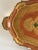 Hollywood Regency ornate Florentine wood tray. Circa 1960’s Orange , gold and green double handles . Measures 17” x 11.5”...