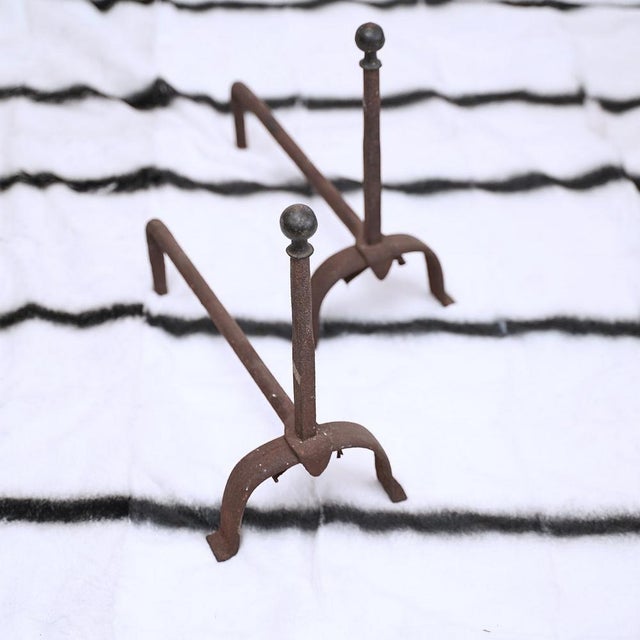 Metal Vintage Iron Fireplace Accessories, Set of 2 For Sale - Image 7 of 7
