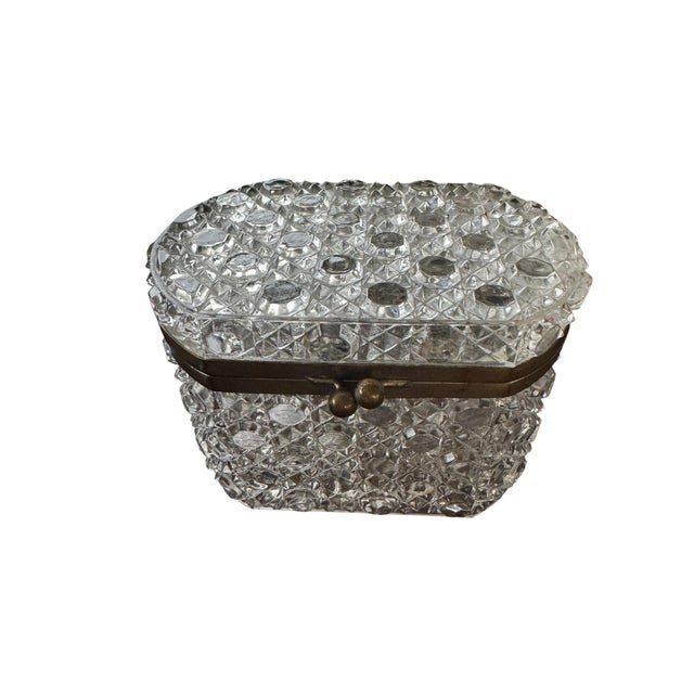 An early 20th century French Baccarat style jewelry casket, circa 1910, decorated throughout with a deeply molded...