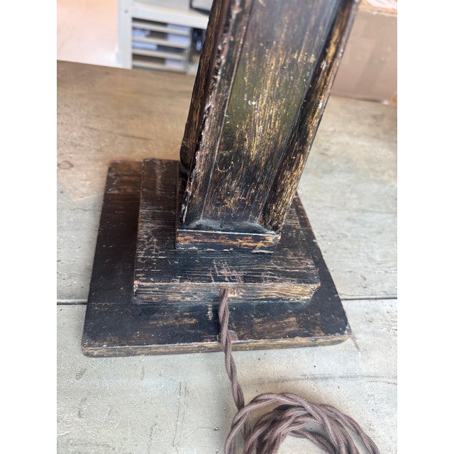 Vintage Black Wooden Table Lamp For Sale In New York - Image 6 of 14