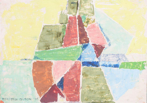 Torsten Hugo Olson, Abstract Composition, 1975, Oil Painting on Panel