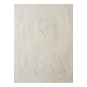 Mid 20th Century Sepia Pen and Ink Male Figure Study Drawing