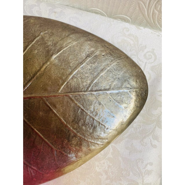 Contemporary Hand Made Glass Mosaic on Michael Aram Molded Nickel Silver Leaf Platter For Sale - Image 12 of 12
