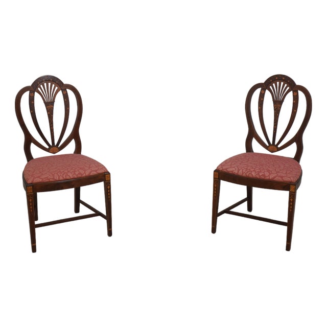 Pair of Vintage Mahogany Federal Style Inlaid Shield Back Chairs For Sale