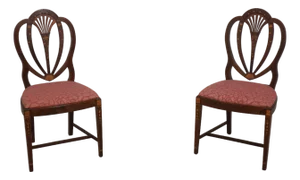 Pair of Vintage Mahogany Federal Style Inlaid Shield Back Chairs