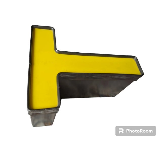 Mid Century Modern Metal and Acrylic Yellow Marquee Letter T For Sale - Image 10 of 12