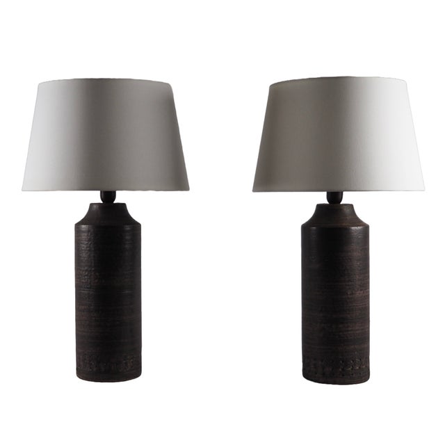 Scandinavian Brutalist Ceramic Table Lamps from Guldkroken, Sweden, 1960s, Set of 2 For Sale - Image 4 of 10