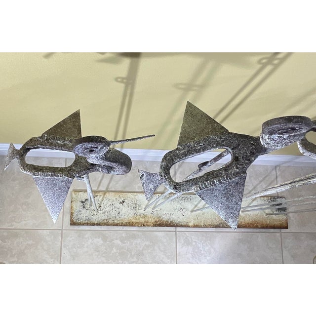 Exceptional artistically made Industrial five Bird Sculpture art , from of solid iron , could use as sculpture decoration...