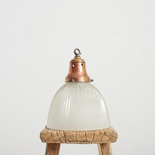 antique reclaimed holophane glass pendant light – m an original antique holophane glass prismatic pendant light shade ....