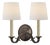 Thomas O'Brien for Visual Comfort Signature Channing Double Sconce in Bronze with Linen Shades For Sale
