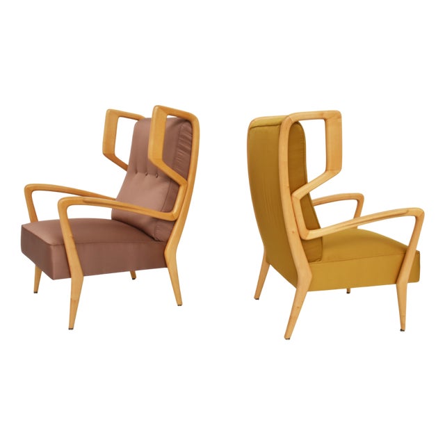 Armchairs in Satin by Orlando Orlandi, 1951, Set of 2 For Sale
