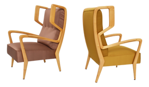 Armchairs in Satin by Orlando Orlandi, 1951, Set of 2