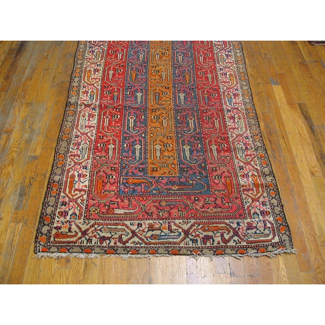 1920s Multicolor Geometric Tribal Antique Persian Hamadan Rug 3' 8" X 9' 0" Handknotted Wool Carpet For Sale - Image 4 of 5