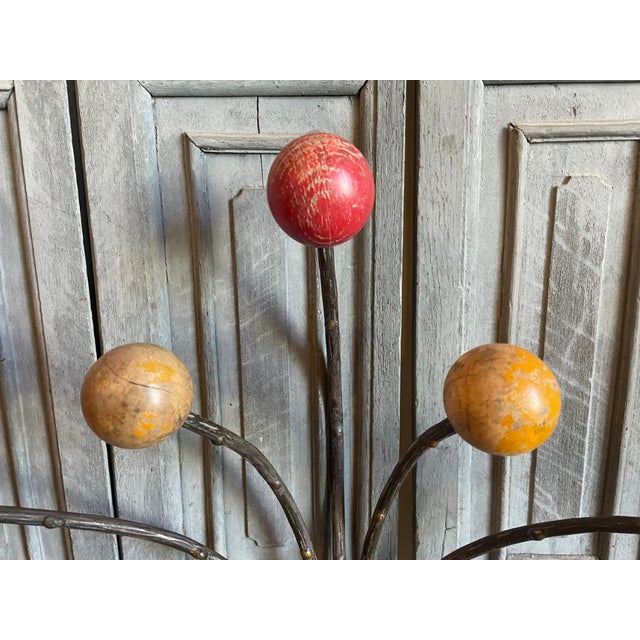 1960s Vintage French Wall Coat Rack with Wooden Balls, 1960s For Sale - Image 5 of 14
