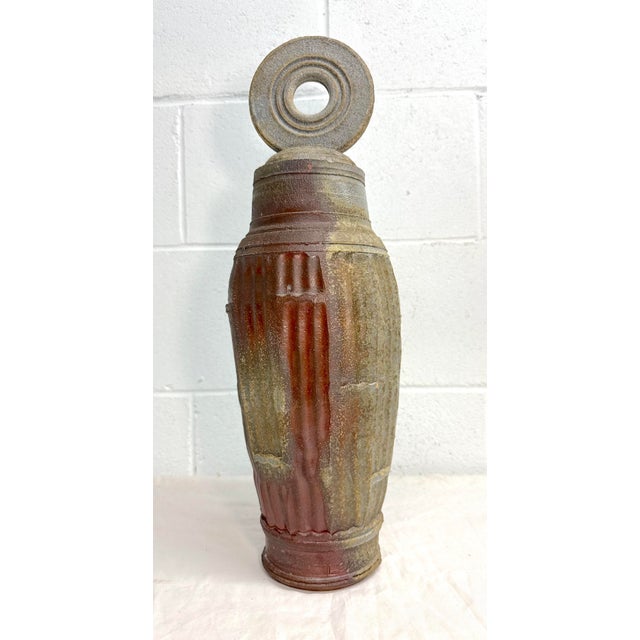 Ceramic Large Handmade Signed Lewis Pottery Lidded Vase Urn Brutalist Sculpture Statue For Sale - Image 7 of 15