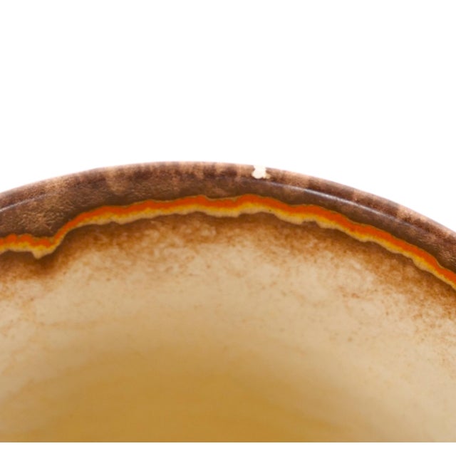 Mid-Century West German Glazed Porcelain Vase, Orange, Eggshell & Brown 10" Tall For Sale In New York - Image 6 of 9