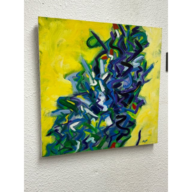 Abstract Late 20th Century Vibrant Abstract Acrylic on Canvas Painting, Signed For Sale - Image 3 of 12