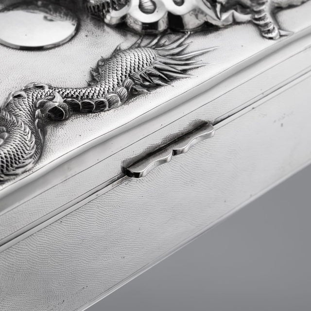 Antique Japanese Meiji Silver Dragon Cigar Humidor Box, 1900 For Sale - Image 18 of 18