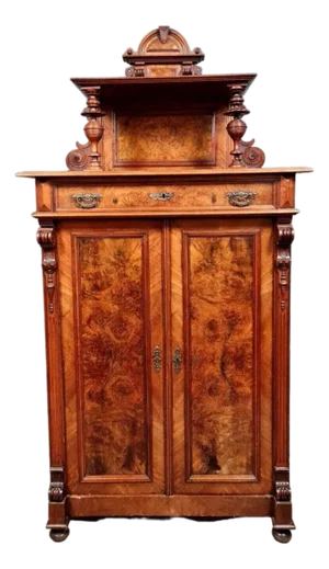 Biedermeier Cabinet in Walnut and Burl, 1800s