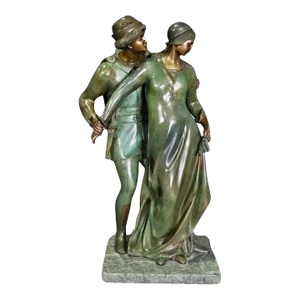 Signed "Nene" Verdigris Bronze Sculpture of a paair of Lovers