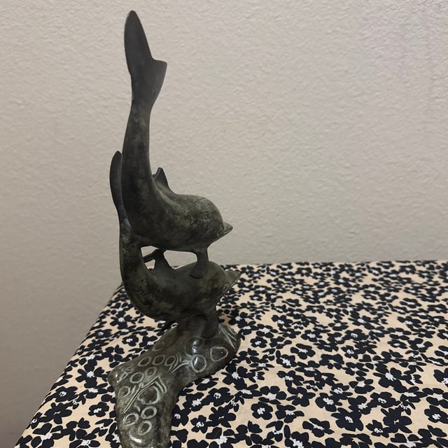 1980s Bronze Sculpture of Two Dolphins For Sale In New Orleans - Image 6 of 12