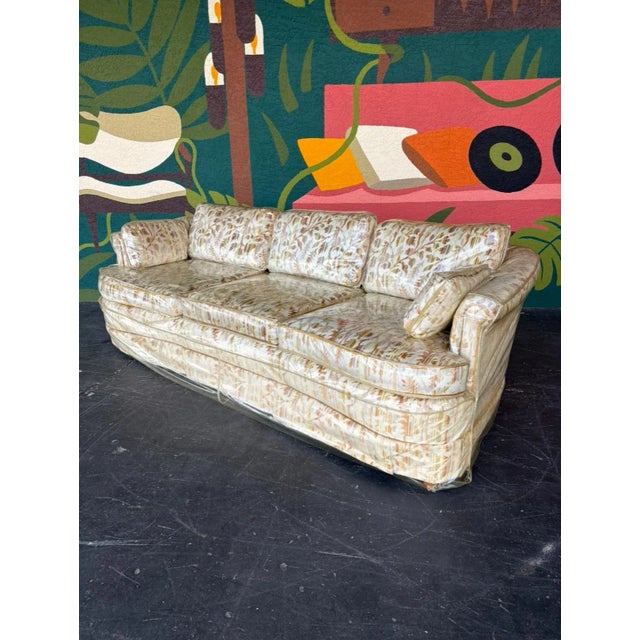Mid-Century Modern Mid Century Velvet Floral Sofa For Sale - Image 3 of 12