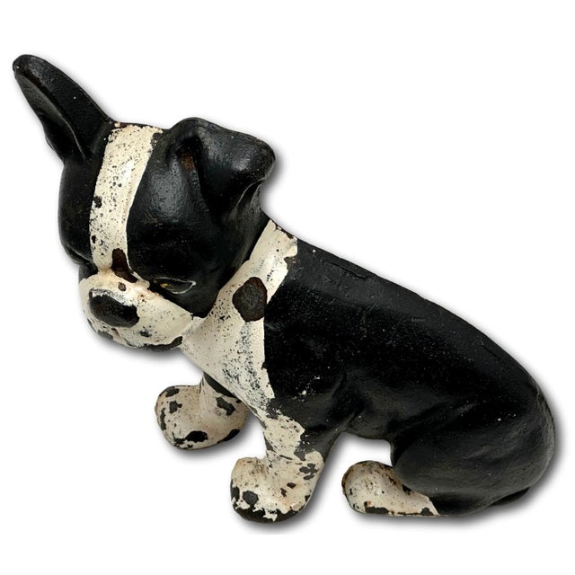 Hard 2 Find Vintage 1930s "Wedge" Type Cast Iron Boston Terrier Puppy Dog Doorstop by Spencer Guillford For Sale In Boston - Image 6 of 12