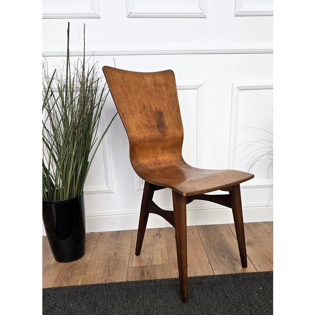 Mid-Century Modern Italian Walnut Wood Side Lounge Chair, 1960s For Sale - Image 4 of 9