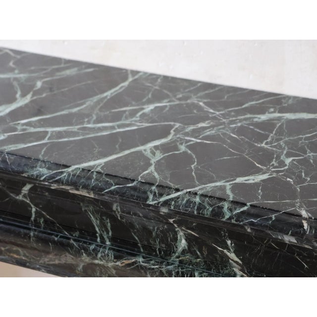 Antique French Deep Green Fireplace with Black Marble For Sale - Image 5 of 11