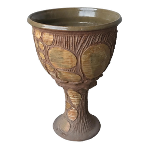 Large Mid Century Ceramic Studio Pottery Goblet Planter