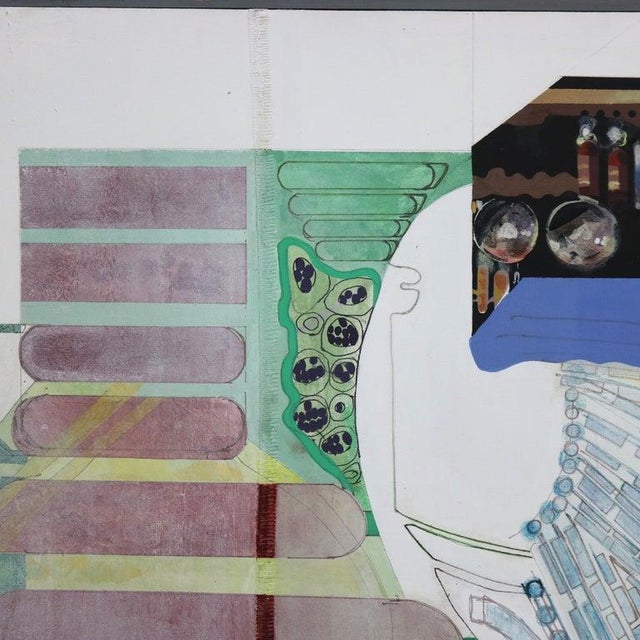 Textile 1960s Oversized Mid Century Modern Abstract Impressionist Oil on Canvas Painting C1968 For Sale - Image 7 of 11