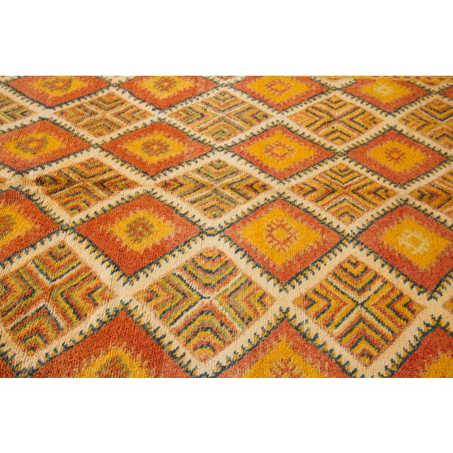 Orange Mid-20th Century Vintage Orange Moroccan Tribal Wool Rug For Sale - Image 8 of 13