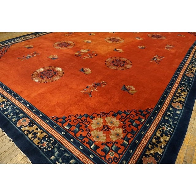 1980s Vintage Large Oversized Yellow Peking Chinese Allover Floral Modern Rug For Sale - Image 9 of 10