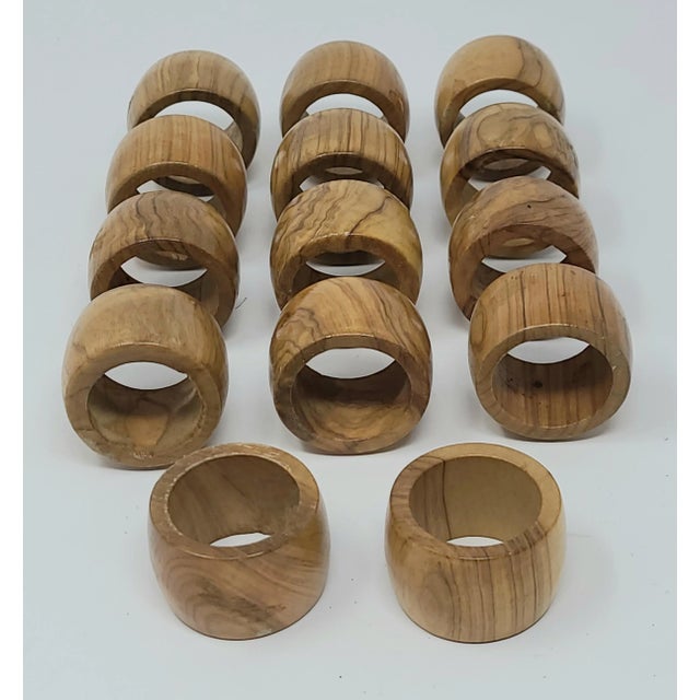 Vintage Burl Wood Napkin Rings Set of 14 For Sale - Image 4 of 13