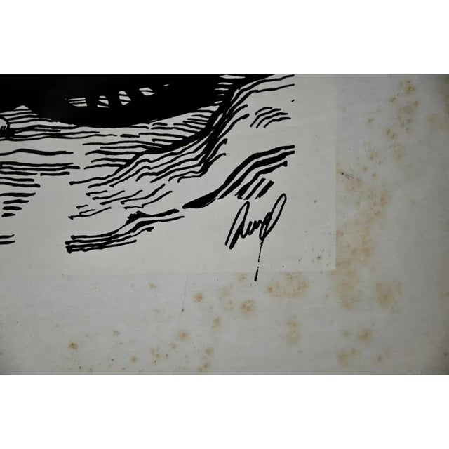 Large Woodcut Peasant Scene, 1890s, Glass & Wood & Paper For Sale - Image 4 of 7