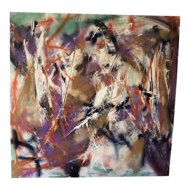 Abstract Original Painting on Board by Erik Sulander 48x48 For Sale