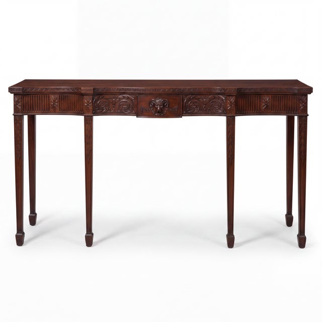 Italian Neoclassical Style Carved Mahogany W/ Ram Sideboard or Console Table For Sale - Image 10 of 12