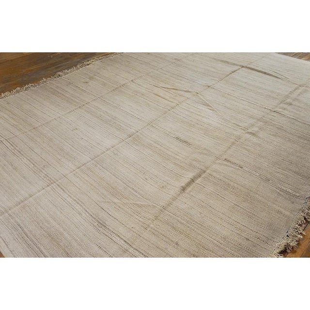 Persian 1930s White Cream Stripe Antique Persian Kilim Rug 8'2" X 12'0" Hand Knotted Wool Carpet For Sale - Image 3 of 5