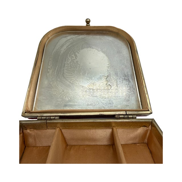 Antique French Red Velvet Jewelry Casket For Sale - Image 11 of 16