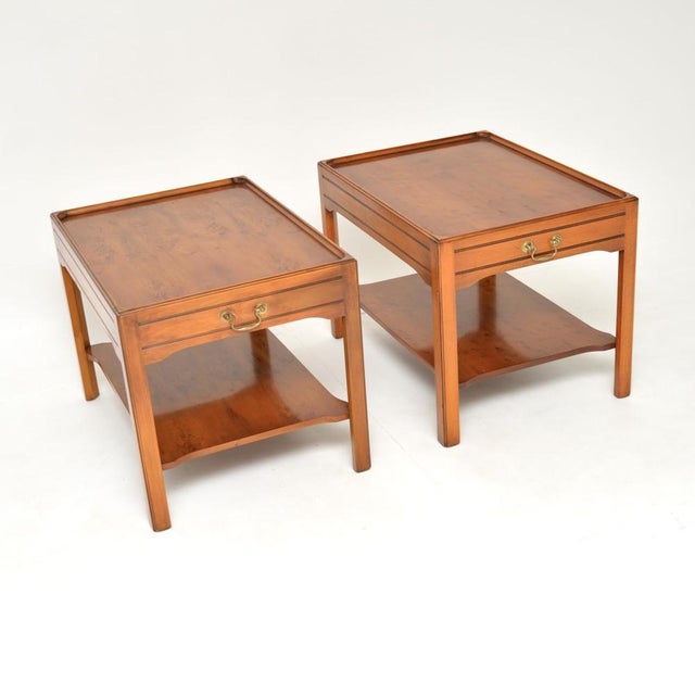 1950s Vintage Georgian Style Side Tables in Yew Wood, 1950, Set of 2 For Sale - Image 5 of 13