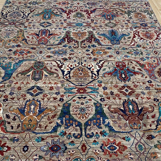 2000 - 2009 Camel Persian Khorassan Hand-Knotted Wool Rug - 7'9" X 9'9" For Sale - Image 5 of 16