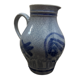 1970s Glazed Blue Stoneware Marzi and Remy Jug Creamer Germany