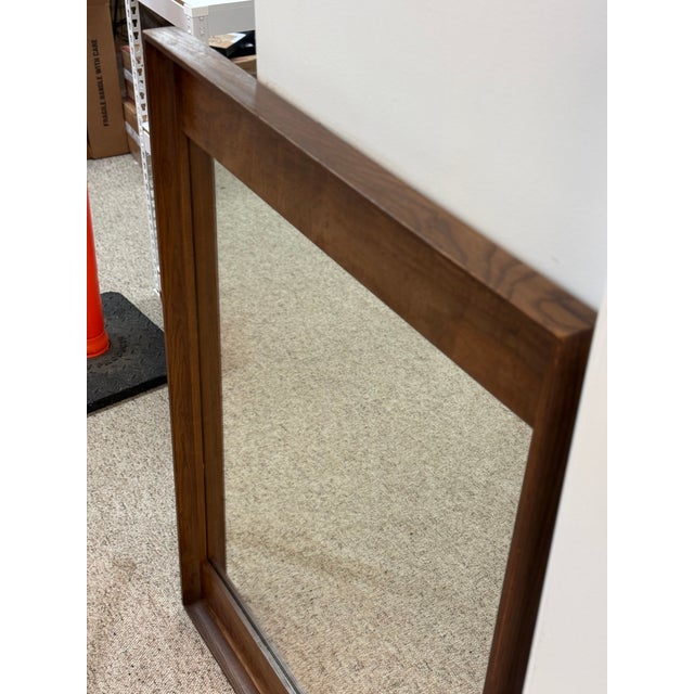 Wood Vintage Mid Century Modern Walnut Wood Mirror by Stanley Furniture For Sale - Image 7 of 7