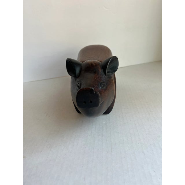 1990s Vintage Wood Pig Figure For Sale - Image 5 of 7