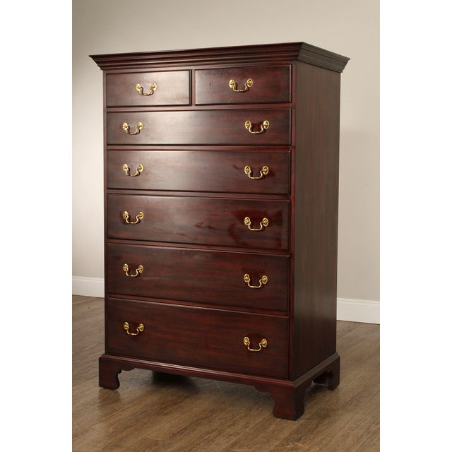 Wood Henkel Harris Georgian Style Mahogany Tall Chest For Sale - Image 7 of 18