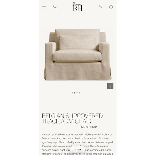 Sand Restoration Hardware - Belgian Slipcovered Track Arm Chair For Sale - Image 8 of 8