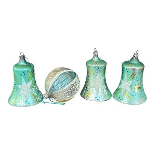 Vintage Glass Christmas Ornaments Set of 4 For Sale