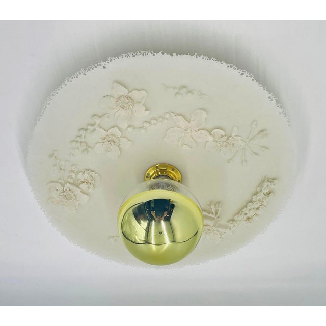 Cream Luca for Fermaluce Cream Resin Brass Flush Mount Light, Italy 2022, Labeled For Sale - Image 8 of 17