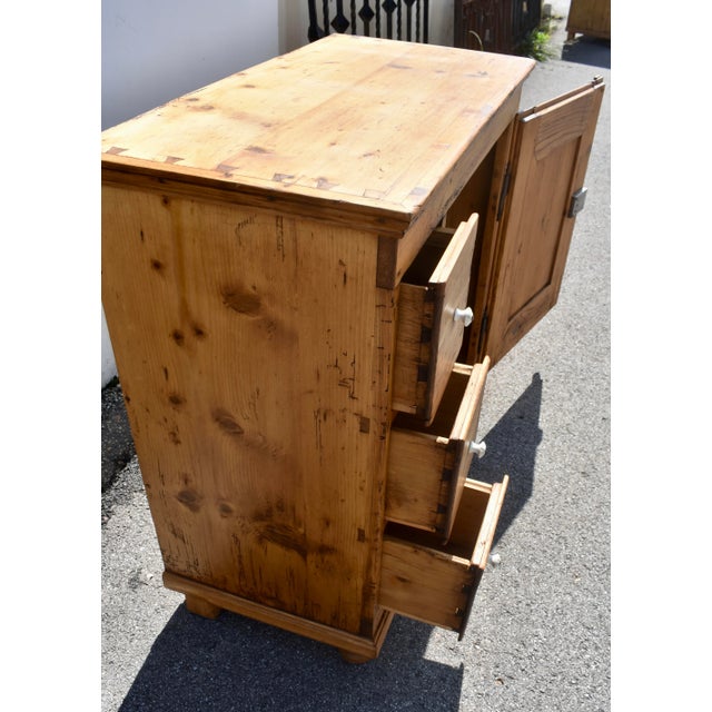 Pine Three Drawer Czech Bread Cupboard For Sale - Image 11 of 14